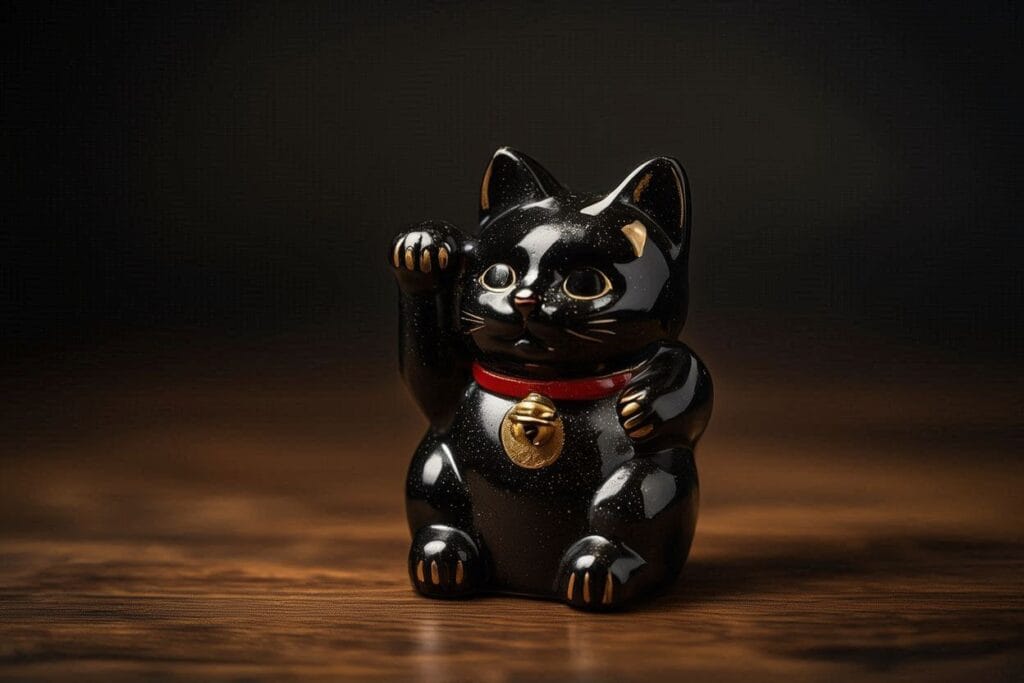 Black Maneki‑neko Figurine.